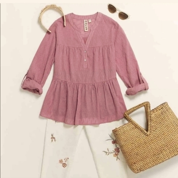 ANTHROPOLOGIE Dolan left coast Pink Babydoll Top Size Medium - Picture 10 of 13